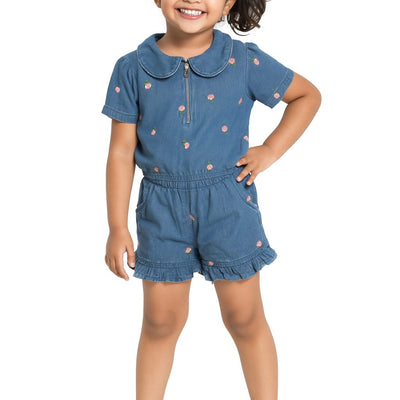 All over Embroidered 100% cotton Textured denim Set