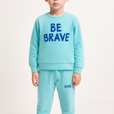Blue on Sea Green HD Printed Fleece Sweatshirt Joggers Set