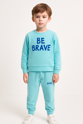 Blue on Sea Green HD Printed Fleece Sweatshirt Joggers Set