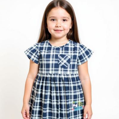 Cheques Printed Denim Frock