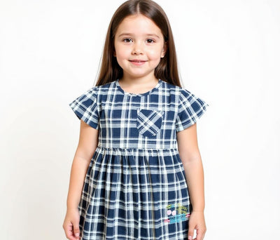 Cheques Printed Denim Frock