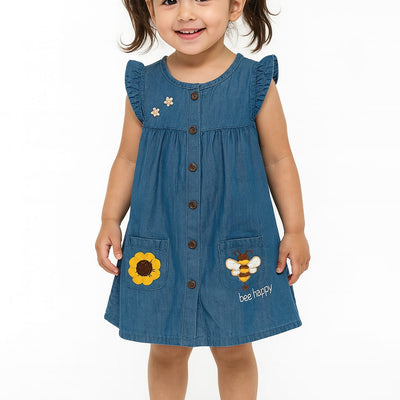 Denim Frock with Hand made Crotchet Flower