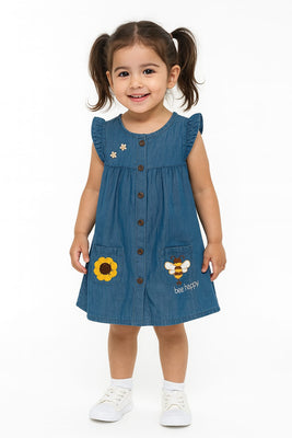 Denim Frock with Hand made Crotchet Flower