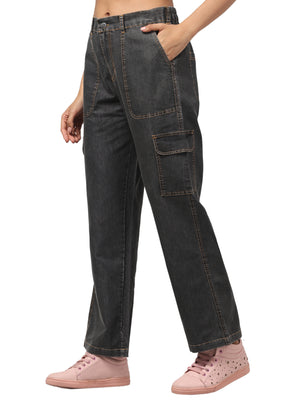 WASHED CHARCOAL BLACK 6 POCKET BOTTOM AWN-284