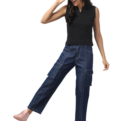 CARGO BOTTOM WHITE STITCHED BT-030 D