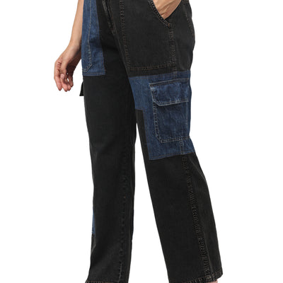 BLACK BOTTOM BLUE PATCHED WASHED