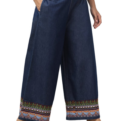 EXTRA WIDE LEG BOTTOM EMBROIDERED PLAZZO