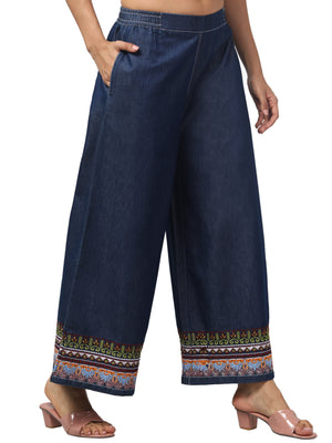 EXTRA WIDE LEG BOTTOM EMBROIDERED PLAZZO