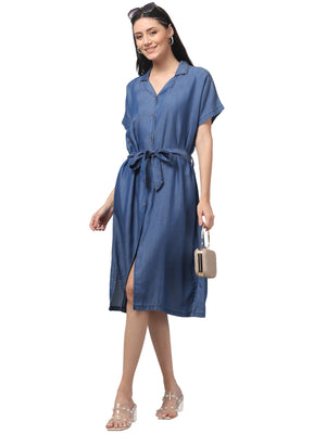 TENCEL DRESS MID BLUE - 087