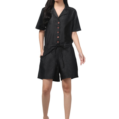 BLACK SHORTS JUMP SUIT - 156