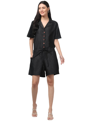 BLACK SHORTS JUMP SUIT - 156