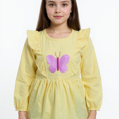 Knitted Fabric Top with Butterfly Embroidered