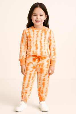 Orange Tie Dyed French terry Sweatshirt Joggers Set