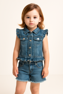 Stretch Denim Top & Hotpant set
