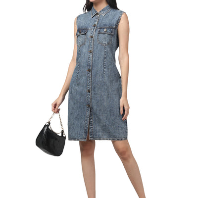 STONE WASHED DENIM TUNIC SLEEVELESS 067 B