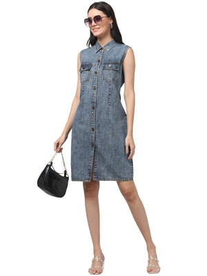STONE WASHED DENIM TUNIC SLEEVELESS 067 B