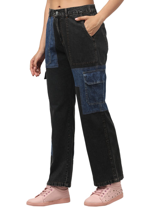 BLACK BOTTOM BLUE PATCHED WASHED